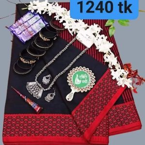 Black saree , tangailer saree কালো কালার  শাড়ি, গিফট প্যাকেজ