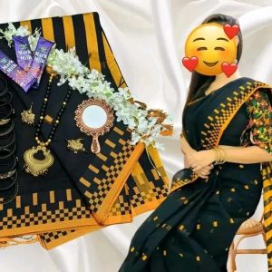 Black halfsilk saree combo gift package