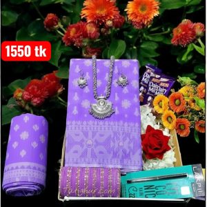 Purple jamdani saree পারপেল জামদানী শাড়ি কম্বো প্যাকেজ