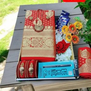 স্পেশাল গিফট কাতান বেনারসি   শাড়ি কম্বো SC-86