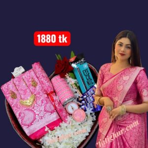 কান্ঞিবরন গোলাপী কাতান সফ্ট বেনারসি শাড়ি।বেষ্ট প্রিমিয়াম শাড়ি কম্বো