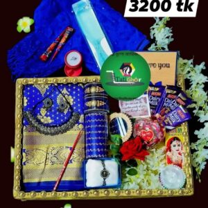 premium Best Katan Slik soft saree combo package. for gift. blue color