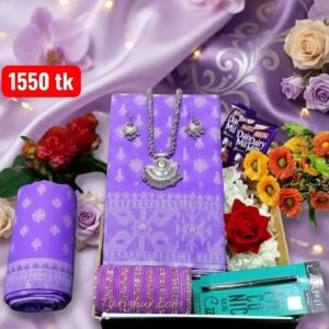 Purple jamdani saree পারপেল বা বেগুনী জামদানী শাড়ি কম্বো প্যাকেজ