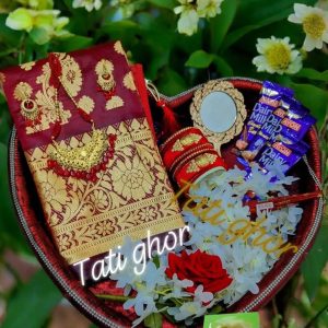 মেরুন  প্রিমিয়াম সফ্ট সিল্ক বেনারসি  শাড়ির প্যাকেজ😍Best marun saree combbo