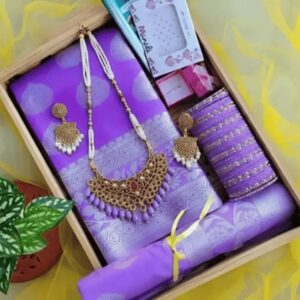 কাতান সফ্ট Levanda/ বেগুনি কালার গিফট কম্বো সেট-💝