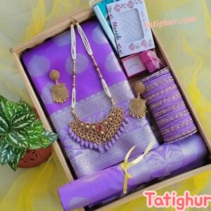 কাতান সফ্ট Levanda/ বেগুনি কালার গিফট কম্বো সেট-💝